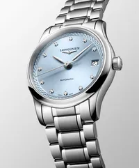 Montre LONGINES MASTER COLLECTION, Bracelet acier, Cadran bleu givré index diamants