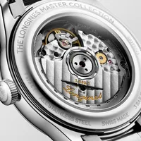 Montre LONGINES MASTER COLLECTION, Bracelet acier, Cadran argenté "grain d'orge" chiffres arabes appliqués