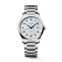 Montre LONGINES MASTER COLLECTION, Bracelet acier, Cadran argenté "grain d'orge" chiffres arabes appliqués