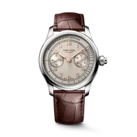 Montre LONGINES MASTER COLLECTION Chrono Monopusher Mécanique, Bracelet alligator brun, Boucle déployante, Cadran ivoire grain d'orge