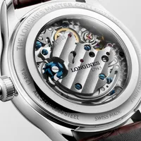 Montre LONGINES MASTER COLLECTION Chrono Monopusher Mécanique, Bracelet alligator brun, Boucle déployante, Cadran ivoire grain d'orge