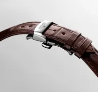 Montre LONGINES MASTER COLLECTION Chrono Monopusher Mécanique, Bracelet alligator brun, Boucle déployante, Cadran ivoire grain d'orge