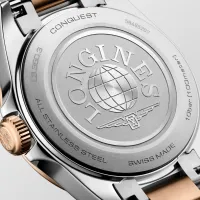 Montre CONQUEST acier et PVD rose, Bracelet acier et PVD rose, Cadran blanc sablé aiguilles roses