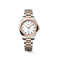 Montre CONQUEST acier et PVD rose, Bracelet acier et PVD rose, Cadran blanc sablé aiguilles roses