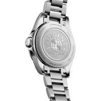 Montre CONQUEST Quartz, Bracelet acier, Cadran nacre blanche index diamants