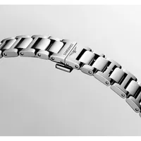 Montre CONQUEST Quartz, Bracelet acier, Cadran nacre blanche index diamants
