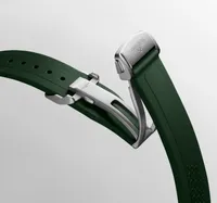 Montre CONQUEST, Bracelet caoutchouc vert, Boucle déployante, Cadran vert soleillé