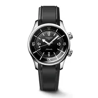 Montre LONGINES LEGEND DIVER, Bracelet caoutchouc noir, Boucle ardillon, Cadran noir laqué
