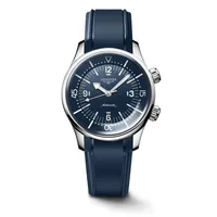 Montre LONGINES LEGEND DIVER, Bracelet caoutchouc bleu, Boucle ardillon, Cadran bleu laqué