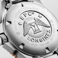 Montre HYDROCONQUEST lunette céramique PVD ros, Bracelet acier, Cadran gris soleillé