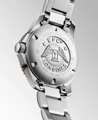 Montre HYDROCONQUEST lunette céramique PVD ros, Bracelet acier, Cadran gris soleillé