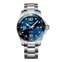 Montre HYDROCONQUEST lunette céramique Bracelet acier, Cadran bleu soleillé