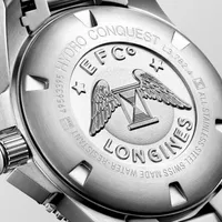 Montre HYDROCONQUEST lunette céramique Bracelet acier, Cadran bleu soleillé