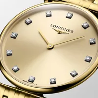 Montre LA GRANDE CLASSIQUE DE LONGINES, Bracelet PVD jaune, Cadran doré 12 diamants950
