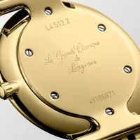 Montre LA GRANDE CLASSIQUE DE LONGINES, Bracelet PVD jaune, Cadran doré 12 diamants950