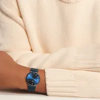Montre LA GRANDE CLASSIQUE DE LONGINES Bracelet alligator bleu, Boucle ardillon, Cadran bleu soleillé