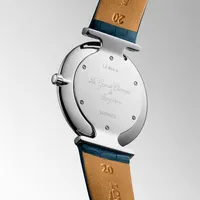 Montre LA GRANDE CLASSIQUE DE LONGINES Bracelet alligator bleu, Boucle ardillon, Cadran bleu soleillé