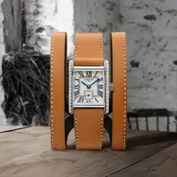 Montre Longines Mini DolceVita Sertie Diamants Bracelet Cuir Brun