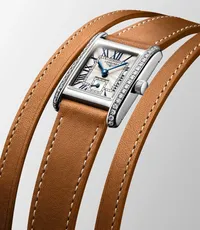 Montre Longines Mini DolceVita Sertie Diamants Bracelet Cuir Brun