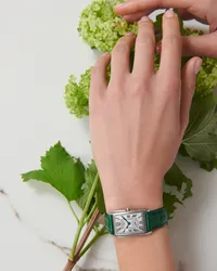 Montre LONGINES DOLCEVITA Bracelet alligator vert interchangeable, Boucle ardillon, Cadran argenté flinqué