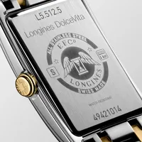 Montre LONGINES DOLCEVITA, Bracelet acier et coiffe or jaune, Cadran argenté "flinqué"
