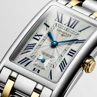 Montre LONGINES DOLCEVITA, Bracelet acier et coiffe or jaune, Cadran argenté "flinqué"
