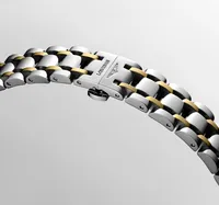 Montre LONGINES DOLCEVITA, Bracelet acier et coiffe or jaune, Cadran argenté "flinqué"