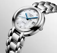 Montre LONGINES PRIMALUNA, Bracelet acier, Cadran nacre blanche 11 diamants