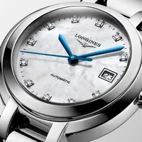 Montre LONGINES PRIMALUNA, Bracelet acier, Cadran nacre blanche 11 diamants