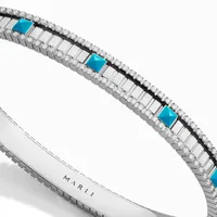 Bracelet Jonc Marli New York en Or blanc avec diamants et turquoise