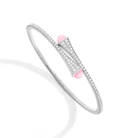 Bracelet Marli New York Cleo en Or blanc avec Quartz Rose