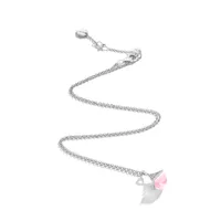 Pendentif mini diamant Marli New York Cleo Rev en Or blanc avec Quartz Rose