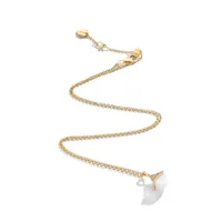 Pendentif mini diamant Marli New York Cleo Rev en Or jaune avec Agate blanche