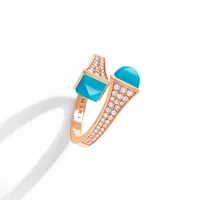Bague Midi Marli New York Diamant Cléo en Or rose avec Turquoise