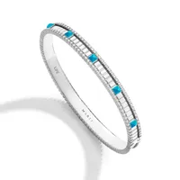 Bracelet Jonc Marli New York en Or blanc avec diamants et turquoise
