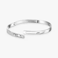 Bracelet Bangle Messika en Or Blanc Move Noa Pavé PM
