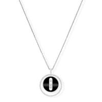 Collier Messika Diamant Or Blanc et Onyx Lucky Move