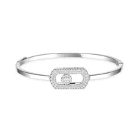 Bracelet Jonc Messika So Move en Or Blanc avec Pavé Diamant M