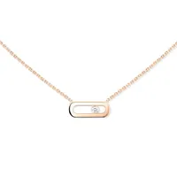 Collier Messika Move Uno, or rose, diamant
