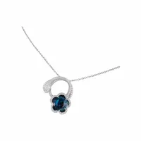 Pendentif Pasquale Bruni Je t'aime en or blanc, topaze london et diamants blancs