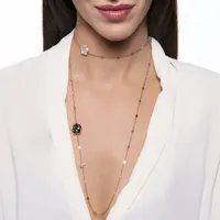 Sautoir Pasquale Bruni Bon Ton, or rose, diamants, quartz fumé, quartz laiteux