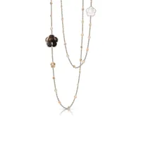Sautoir Pasquale Bruni Bon Ton, or rose, diamants, quartz fumé, quartz laiteux