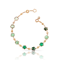 Bracelet FIGLIA DEI FIORI Agate verte, Pierre de lune blanche, Malachite, Chrysoprase, Prasiolite, Aventurine verte, Agate mousse et Diamant