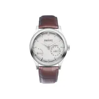 Montre ROYALE PARIS Réserve de Marche Bracelet alligator marron, Boucle déployante, Cadran argenté