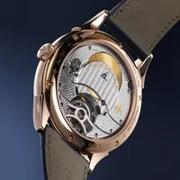 Montre ROYALE TOURBILLON n°1/24 Bracelet alligator bleu, Boucle ardillon en or rose, Cadran bleu texturé goutte d’eau