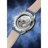 Montre ROYALE PARIS CHRONO, Bracelet cordura bleu, Boucle déployante, Cadran argenté compteurs bleus