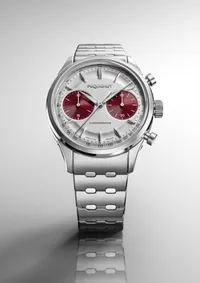 Montre ROYALE PARIS CHRONO, Bracelet cordura noir, Boucle déployante, Cadran argenté compteurs rouges
