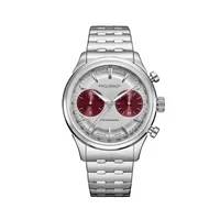 Montre ROYALE PARIS CHRONO, Bracelet cordura noir, Boucle déployante, Cadran argenté compteurs rouges