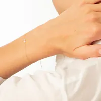 Bracelet Persée Danaé 2 Diamants Ligne en Or Rose
