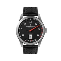Montre GT TOUR, Bracelets veau noir perforé et NATO, Boucle déployante, Cadran noir mat